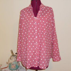 J. Jill LP Pink w/White Dots L/S Blouse